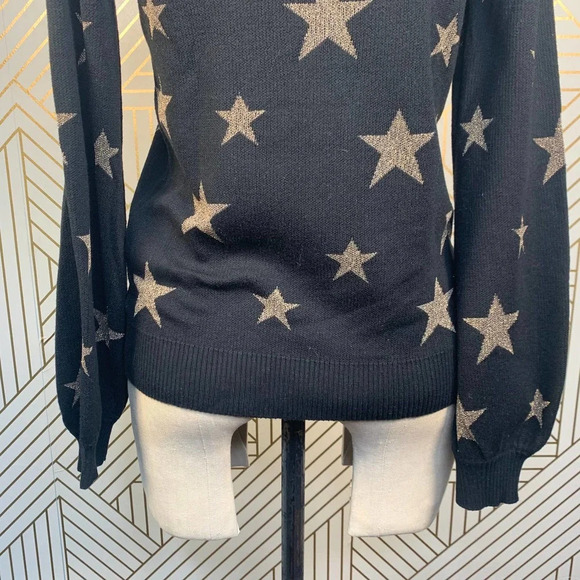Chaser Gold Star Intarsia Bishop Sleeve‎ Sweater - Picture 10 of 12